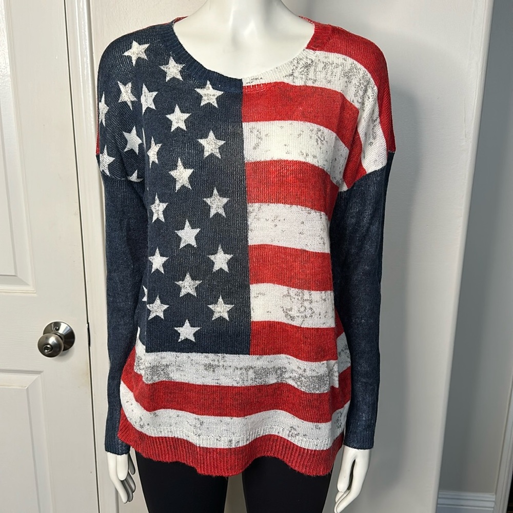 Rock & Republic Long Sleeve American Flag Knit Sweater